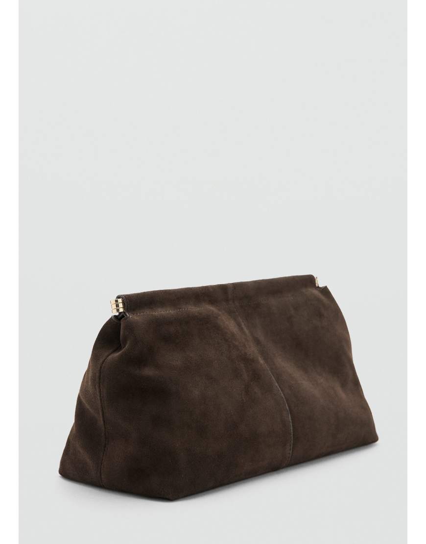 Mango - Oversize-Clutch aus Wildleder in Braun-Brown von Mango