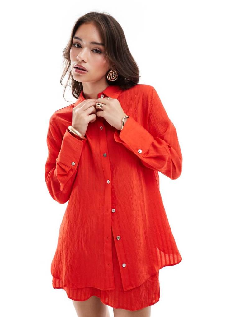 Mango - Oversize-Hemdbluse in Rot, Kombiteil von Mango