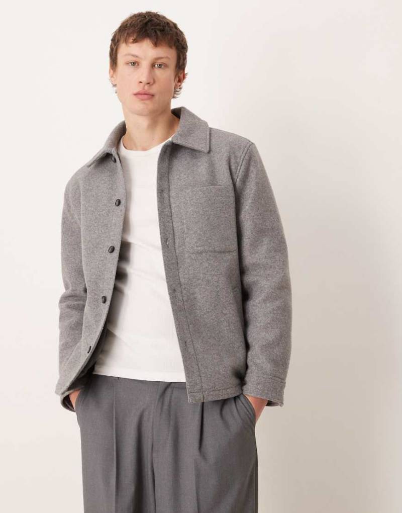 Mango - Oversize-Hemdjacke in Hellgrau von Mango