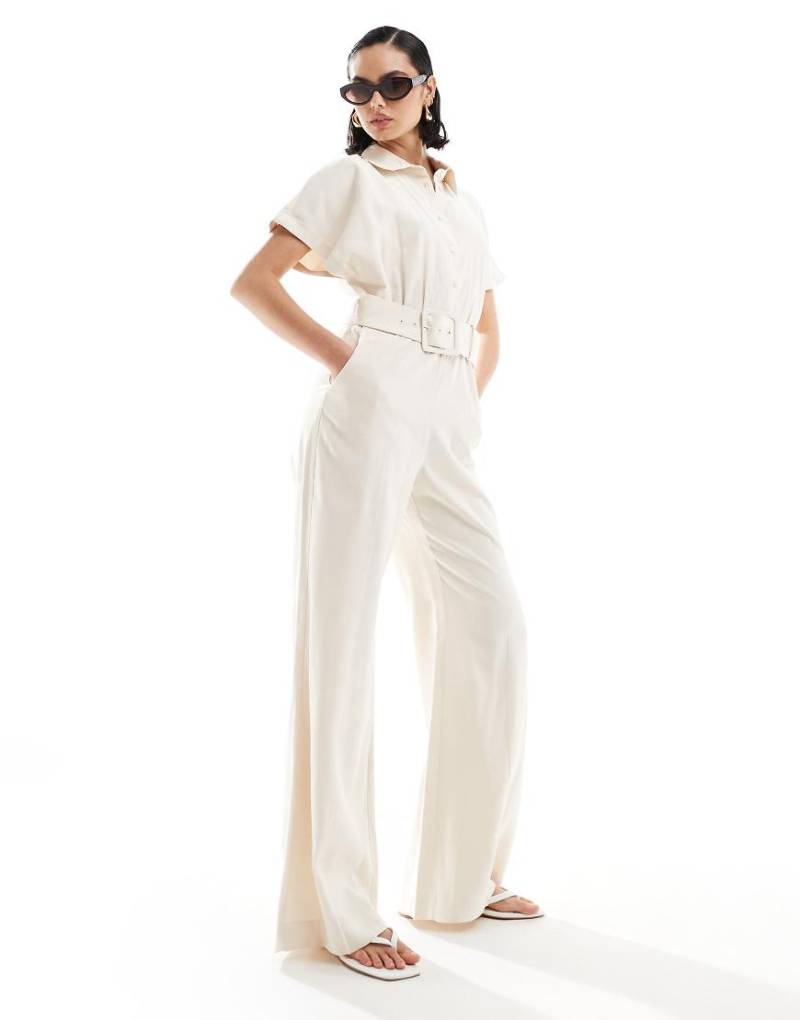 Mango - Oversize-Jumpsuit in Beige mit Gürtel-Neutral von Mango