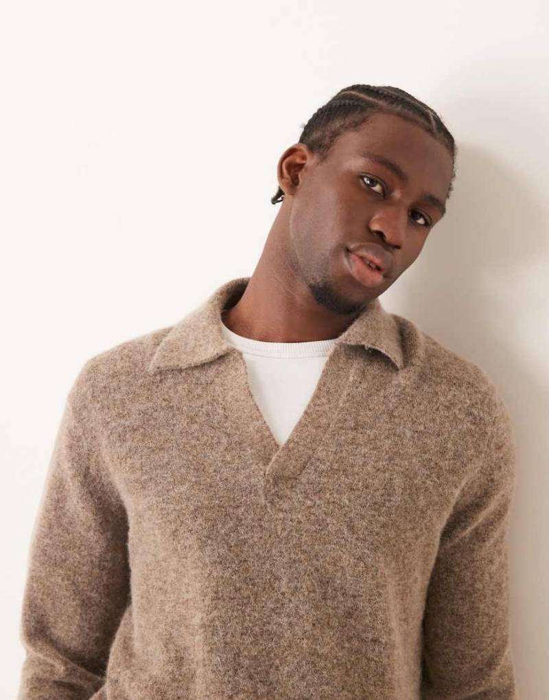 Mango - Oversize-Pullover aus Wolle in Hellbraun mit übergroßem Kragen-Neutral von Mango