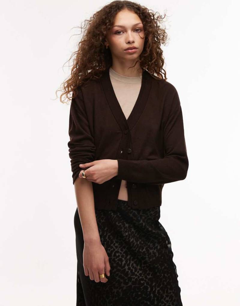 Mango - Oversize-Strickjacke in Dunkelbraun von Mango