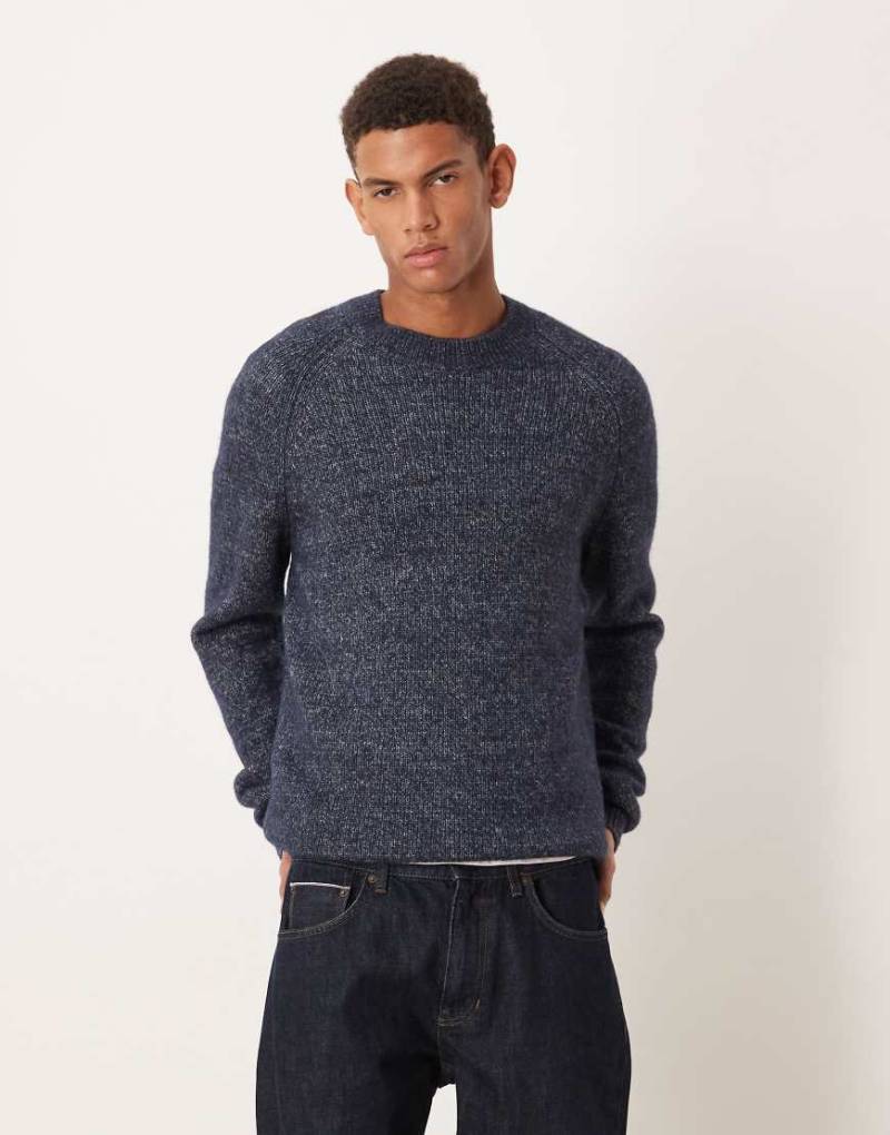 Mango - Oversize-Strickpullover in Marineblau mit Sprenkeln von Mango