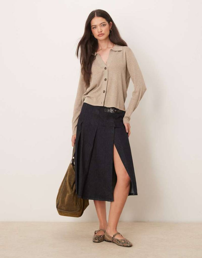 Mango - Plissierter Midi-Jeansrock in Dunkelblau von Mango