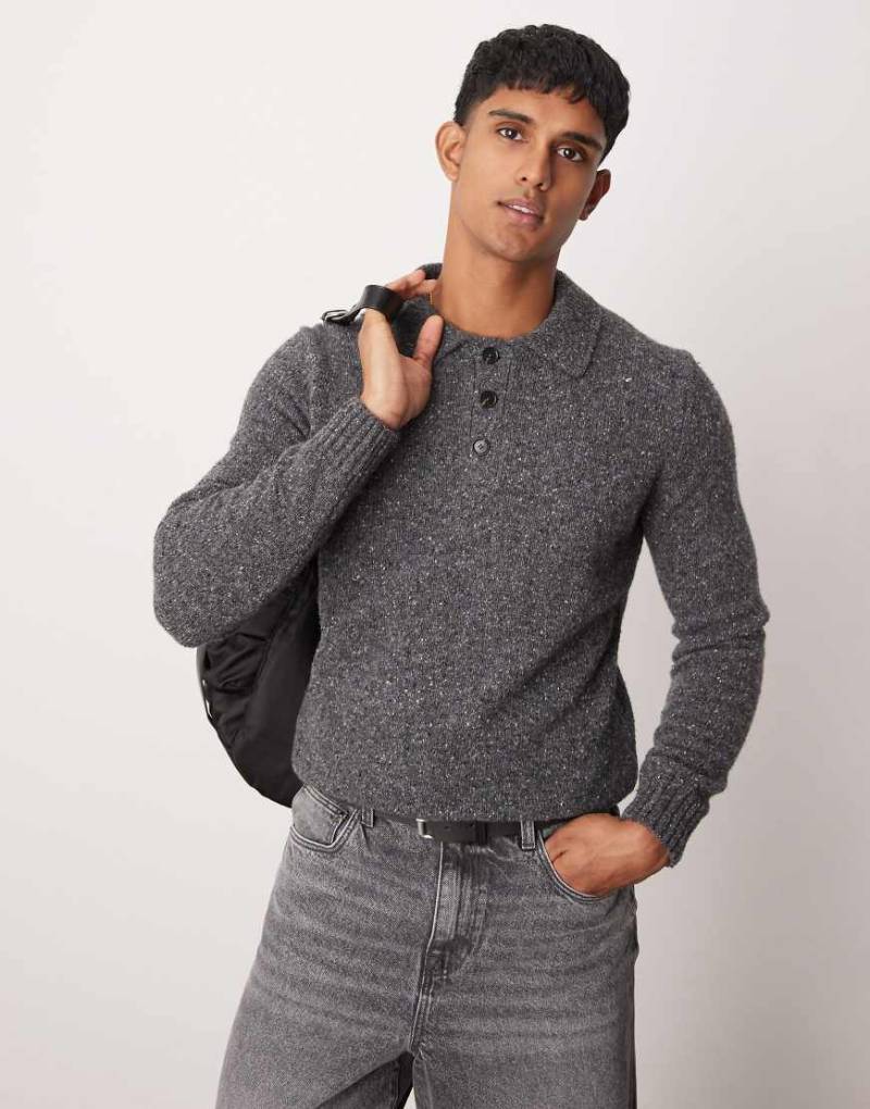 Mango - Polopullover aus Strick in Anthrazit-Grau von Mango