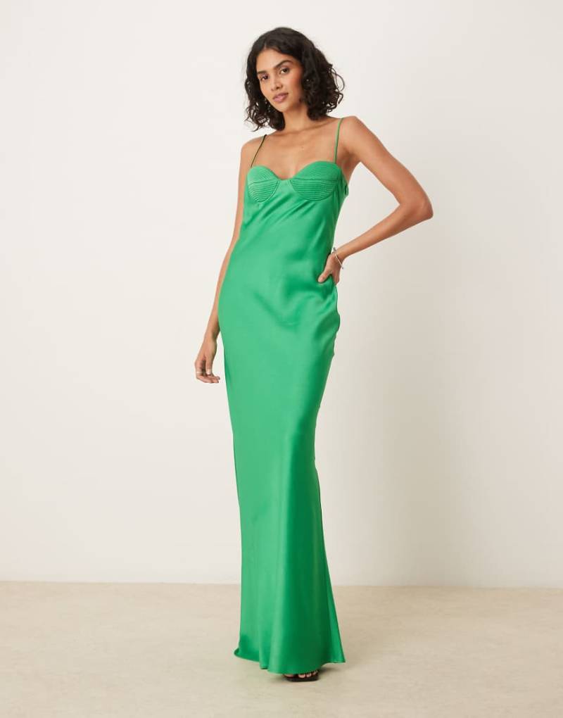 Mango - Premium - Maxikleid in Grün mit Körbchendetail und Riemchen-Träger von Mango