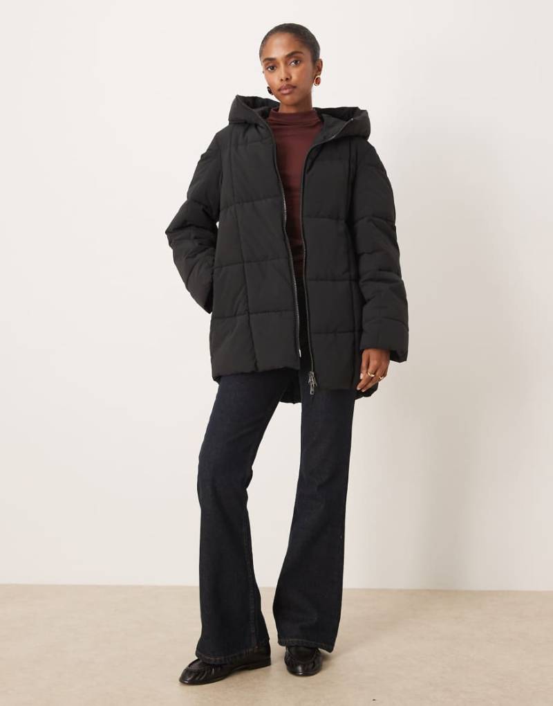 Mango - Pufferjacke in Schwarz mit Kapuze von Mango