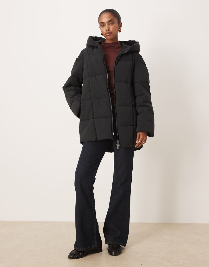 Mango - Pufferjacke in Schwarz mit Kapuze von Mango