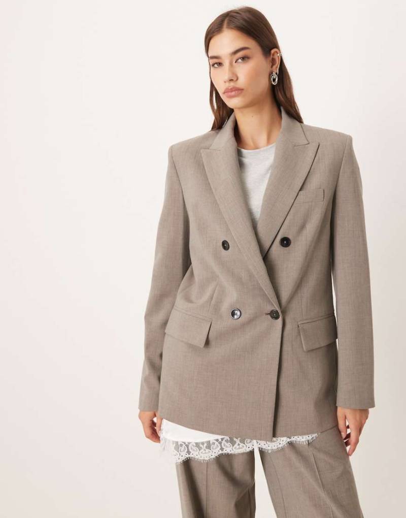 Mango - Puglia - Eleganter, zweireihiger Blazer in Grau, Kombiteil von Mango