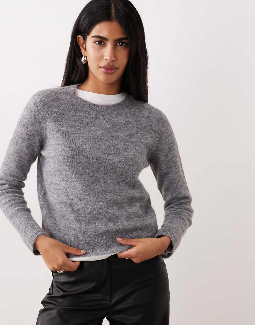Mango - Pullover aus Alpaka-Wollmix in Grau mit Rundhalsausschnitt von Mango