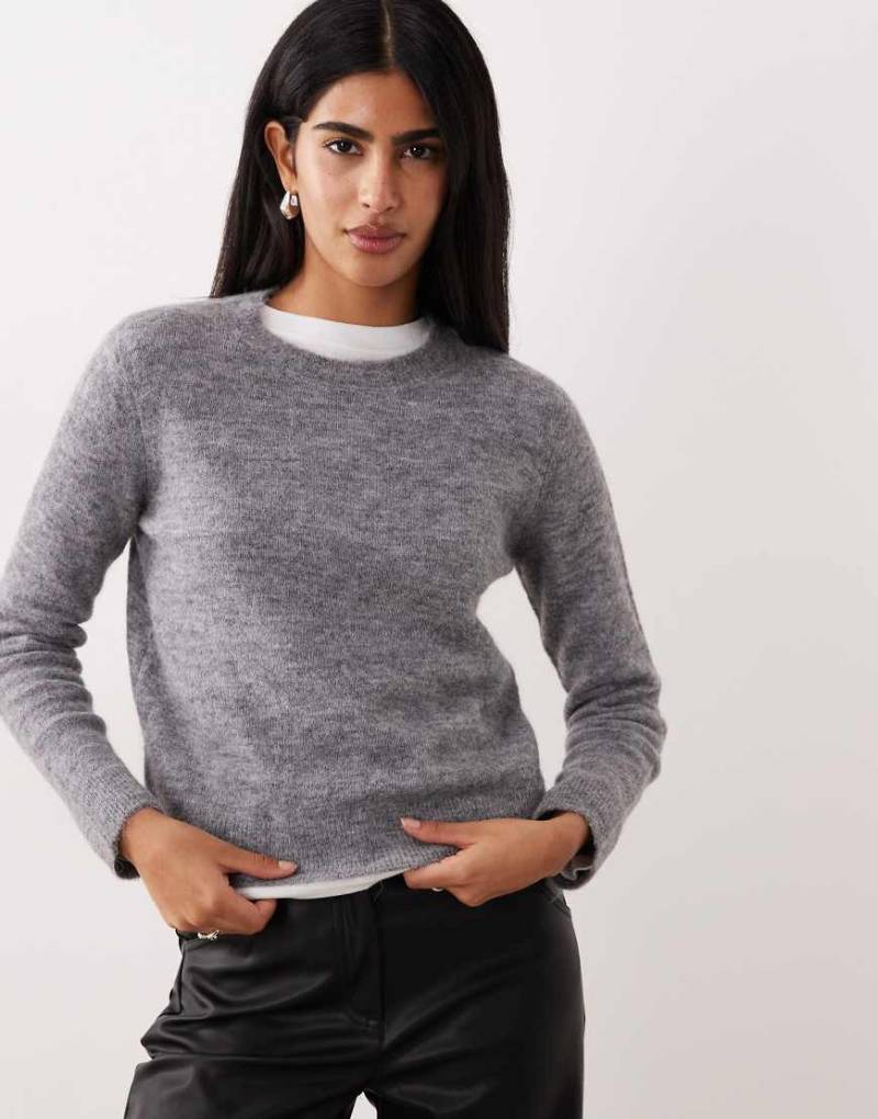 Mango - Pullover aus Alpaka-Wollmix in Grau mit Rundhalsausschnitt von Mango