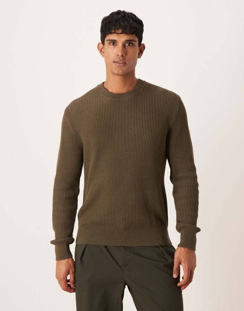 Mango - Pullover aus Baumwolle in Dunkelgrün mit Rundhalsausschnitt von Mango