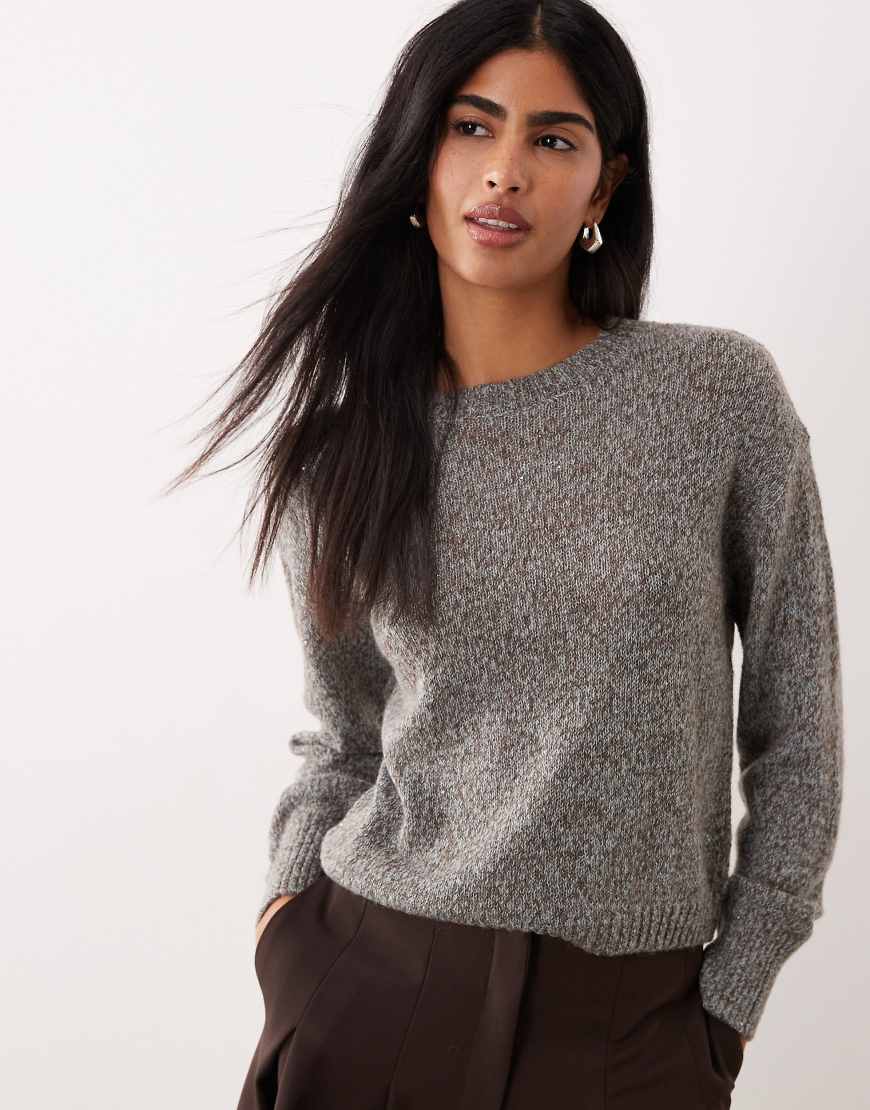 Mango - Pullover aus Wollmix in Braun und Blau mit Rundhalsausschnitt-Brown von Mango