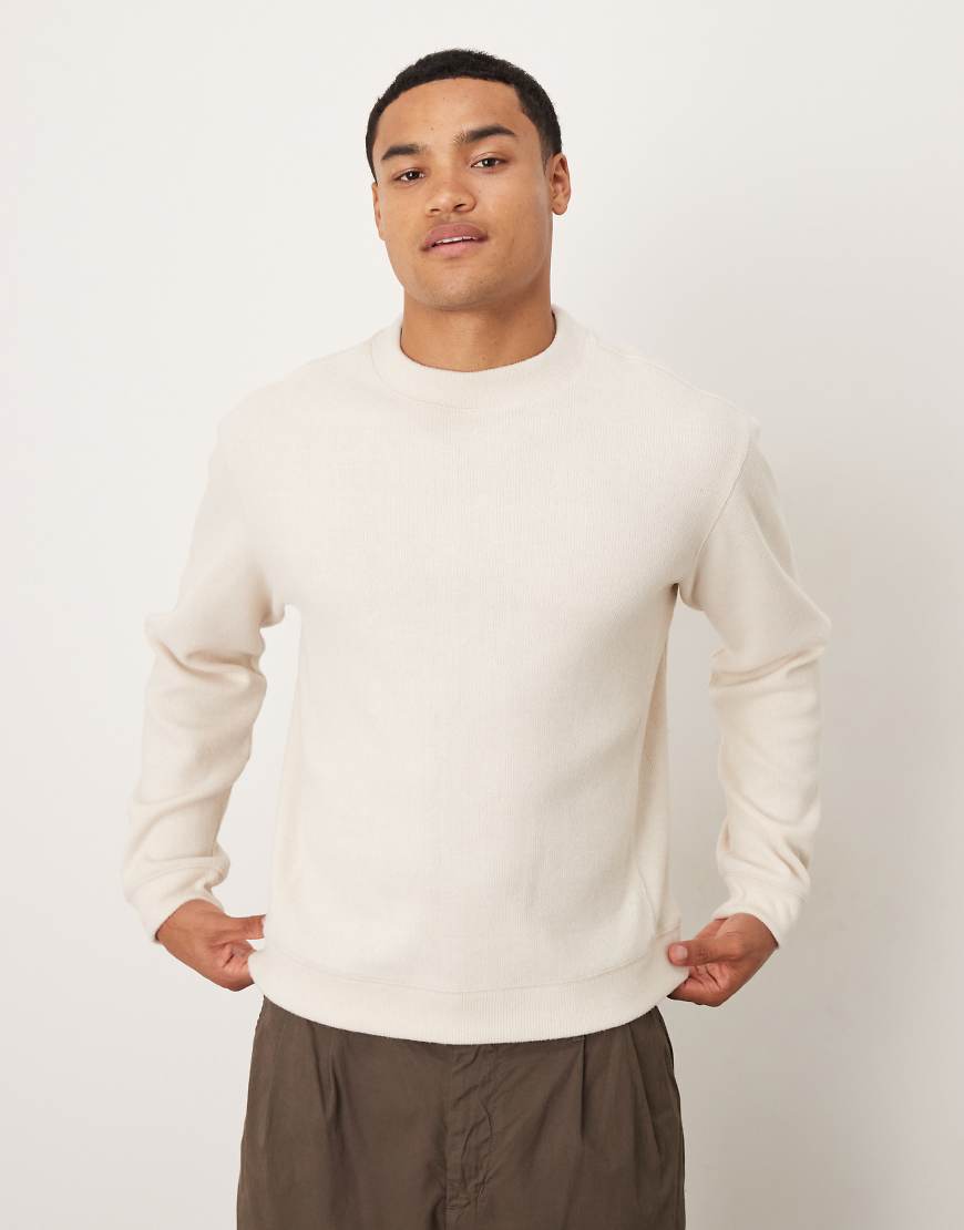 Mango - Pullover aus kompaktem Strick in Ecru mit Stehkragen-Neutral von Mango
