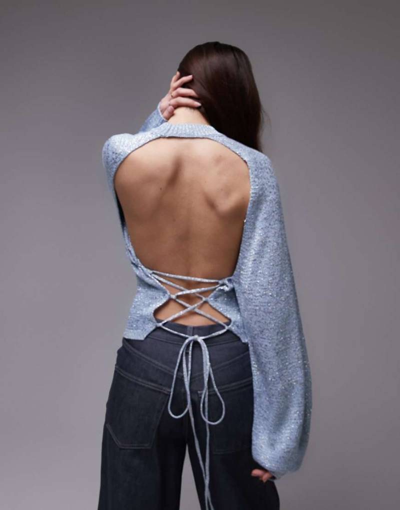 Mango - Pullover in Grau mit Rückenausschnitt und Bindeband von Mango