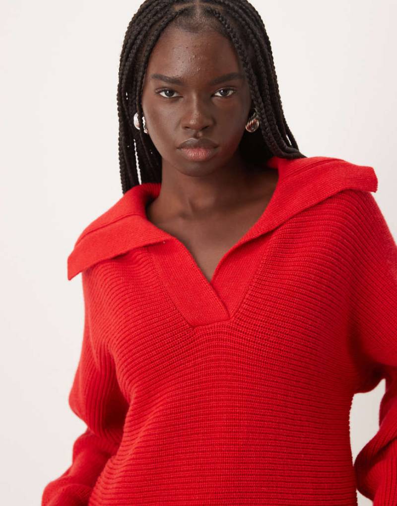 Mango - Pullover in Rot mit Oversize-Kragen von Mango