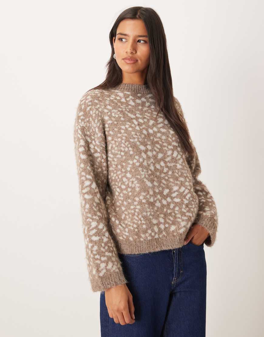 Mango - Pullover mit Rundhalsausschnitt und Rehmuster-Neutral von Mango