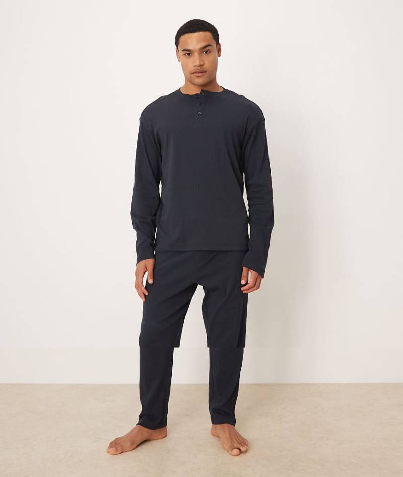 Mango - Pyjama aus Baumwolle in Marineblau von Mango