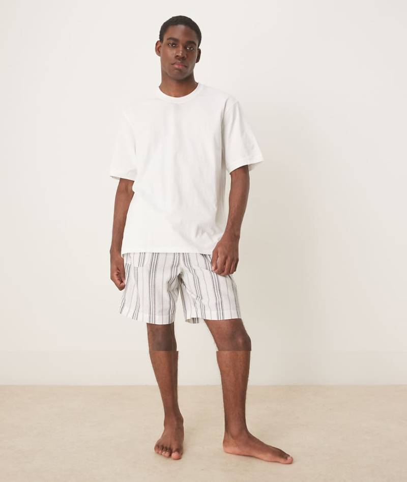 Mango - Pyjama mit Shorts in Weiß mit Streifen von Mango