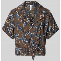 Mango Regular Fit Bluse mit Saum zum Binden Modell 'LIFE' in Dunkelbraun, Größe M von Mango