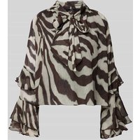 Mango Regular Fit Bluse mit Stehkragen Modell 'SONJA' in Dunkelbraun, Größe XL von Mango