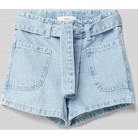 Mango Regular Fit Jeansshorts mit Bindegürtel in Hellblau, Größe 140 von Mango