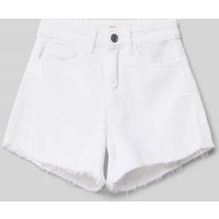 Mango Regular Fit Jeansshorts mit Fransen in Offwhite, Größe 146 von Mango