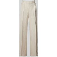 Mango Regular Fit Leinenhose mit Nadelstreifen Modell 'BRIONES' in Beige, Größe 38 von Mango