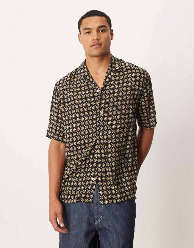 Mango - Relaxed-Fit-Hemd in Rot mit Fliesenprint-Schwarz von Mango