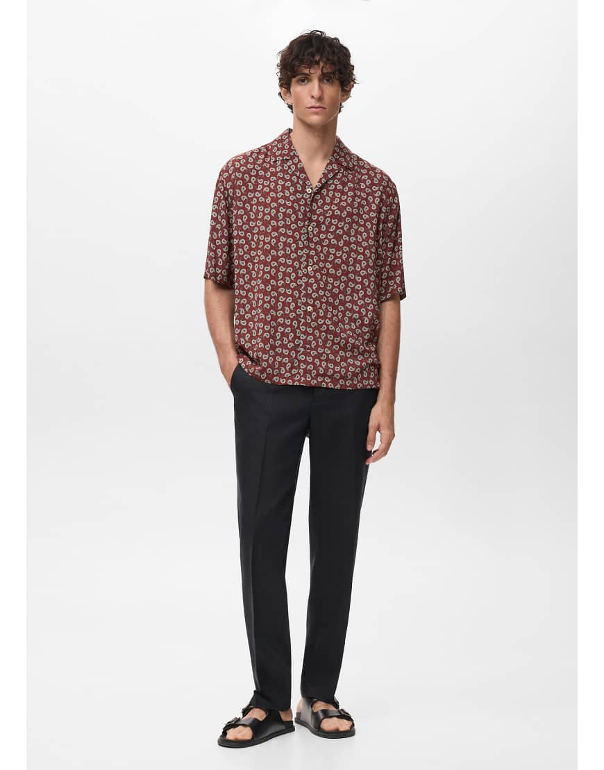 Mango - Relaxed-Fit-Hemd in Rot mit Print von Mango