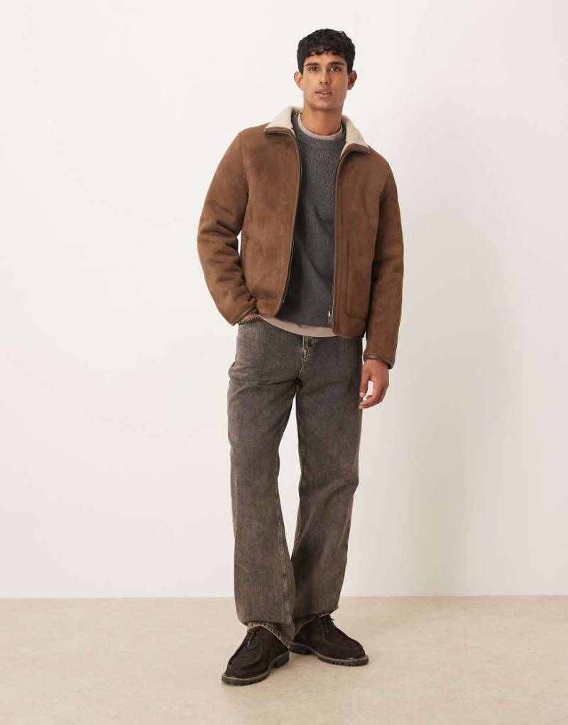 Mango - Relaxed-Fit-Jacke in Braun mit Teddyfutter-Brown von Mango