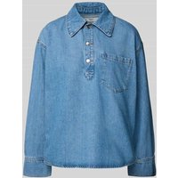 Mango Relaxed Fit Jeansbluse mit Brusttasche in Jeansblau, Größe M von Mango