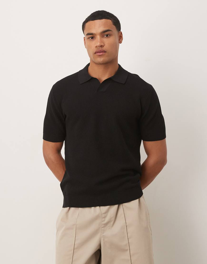 Mango - Relaxed-Fit-Polohemd aus Feinstrick in Schwarz Mango - Relaxed-Fit-Polohemd aus Feinstrick in Schwarz von Mango