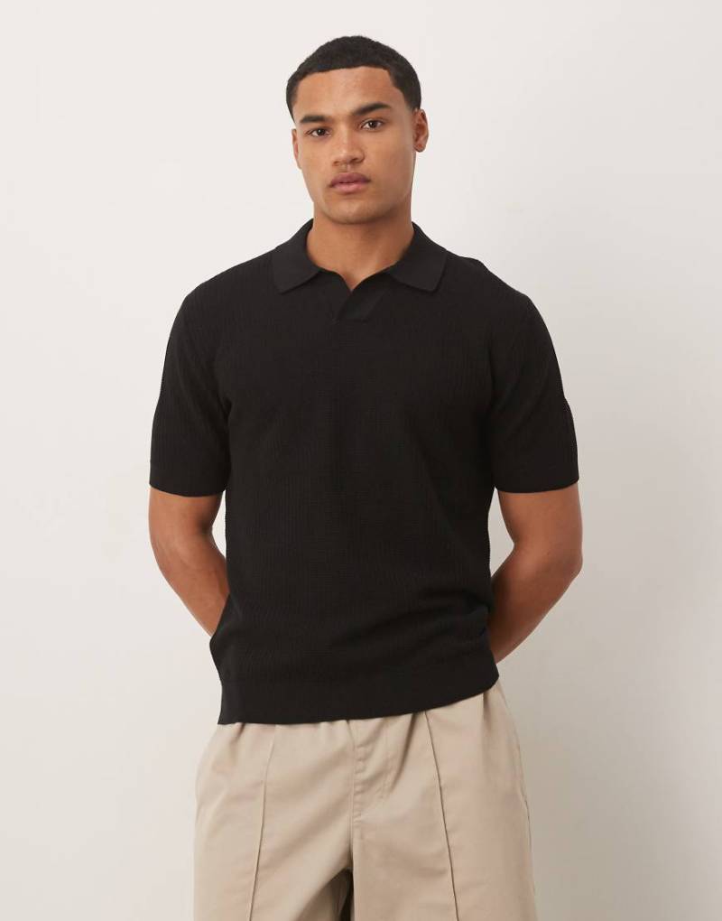 Mango - Relaxed-Fit-Polohemd aus Feinstrick in Schwarz Mango - Relaxed-Fit-Polohemd aus Feinstrick in Schwarz von Mango