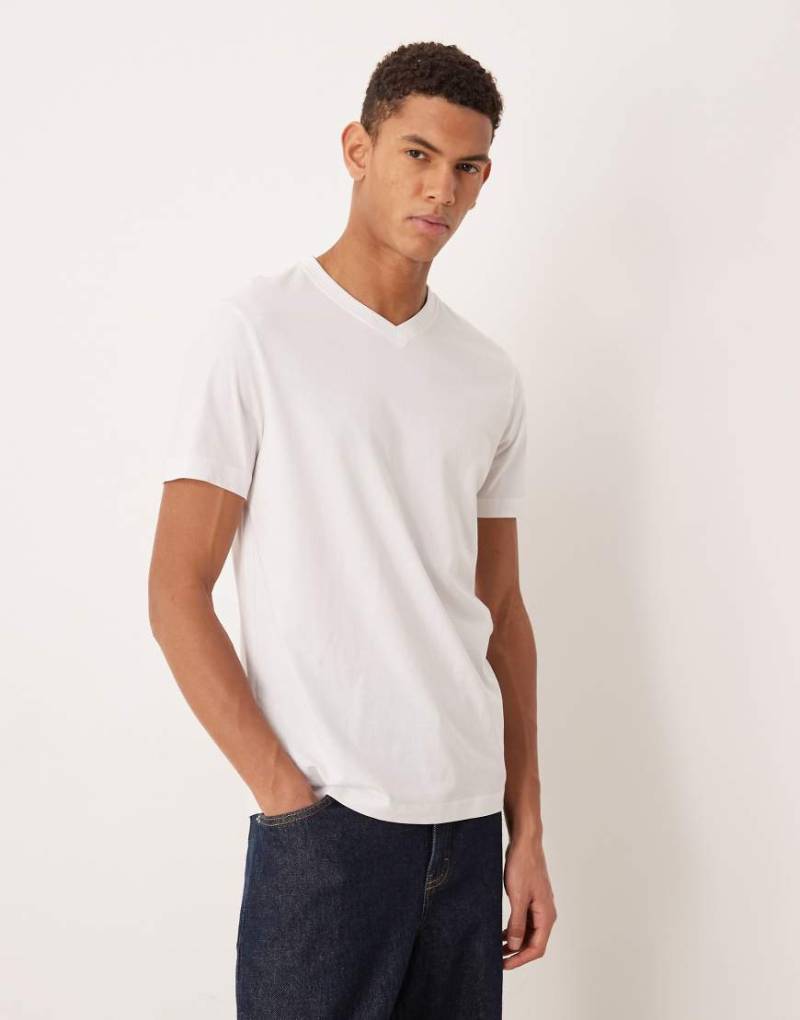 Mango - Relaxed-Fit-T-Shirt in Weiß mit V-Ausschnitt von Mango