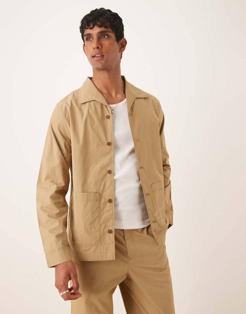 Mango - Relaxed Fit Worker-Jacke in Beige, Kombiteil-Neutral von Mango