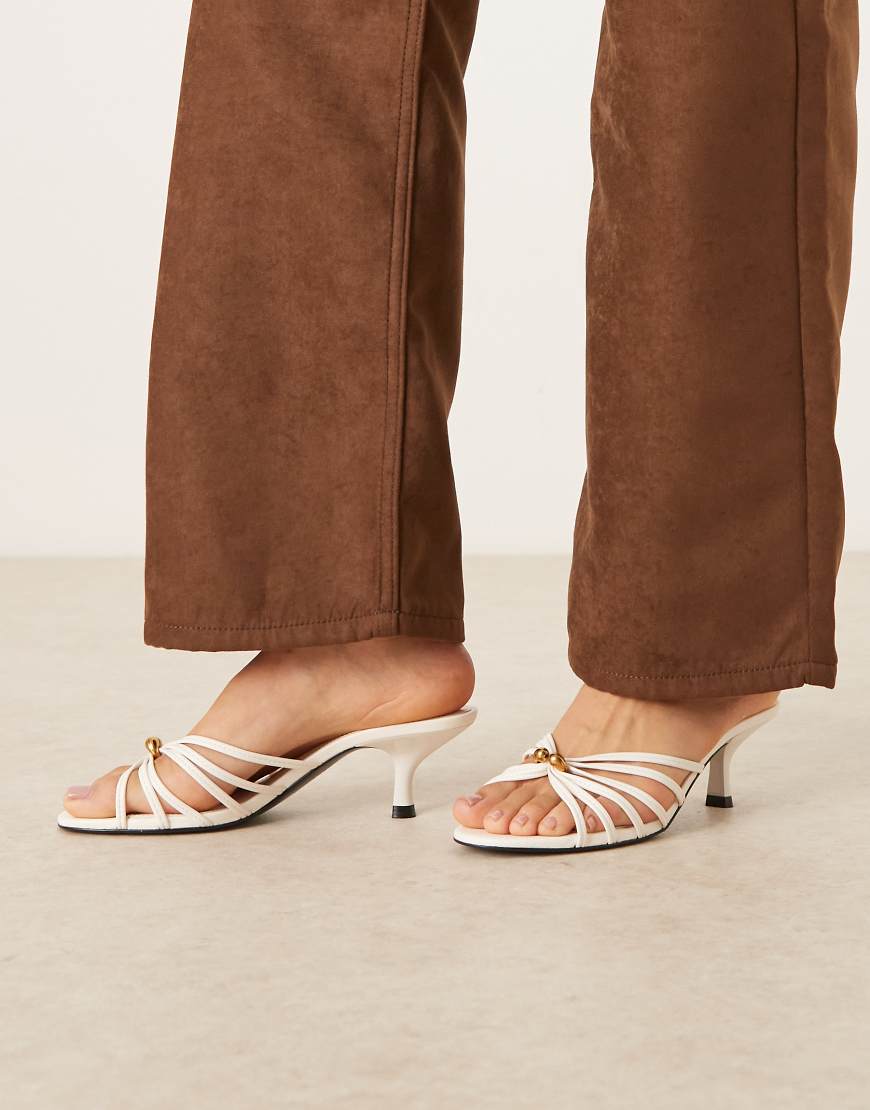 Mango - Riemchen-Mules in Weiß mit Absatz von Mango