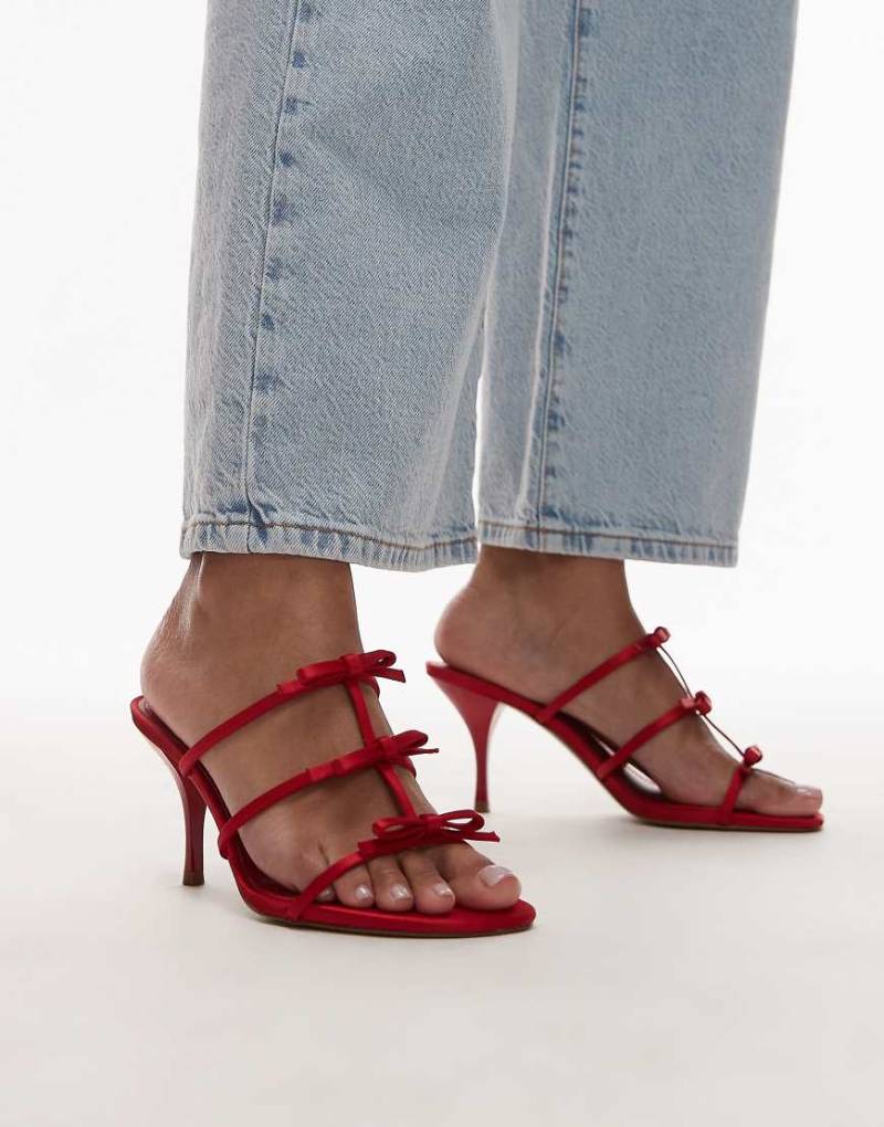 Mango - Sandalen zum Hineinschlüpfen mit hohem Absatz und Schleifendetails-Rot von Mango