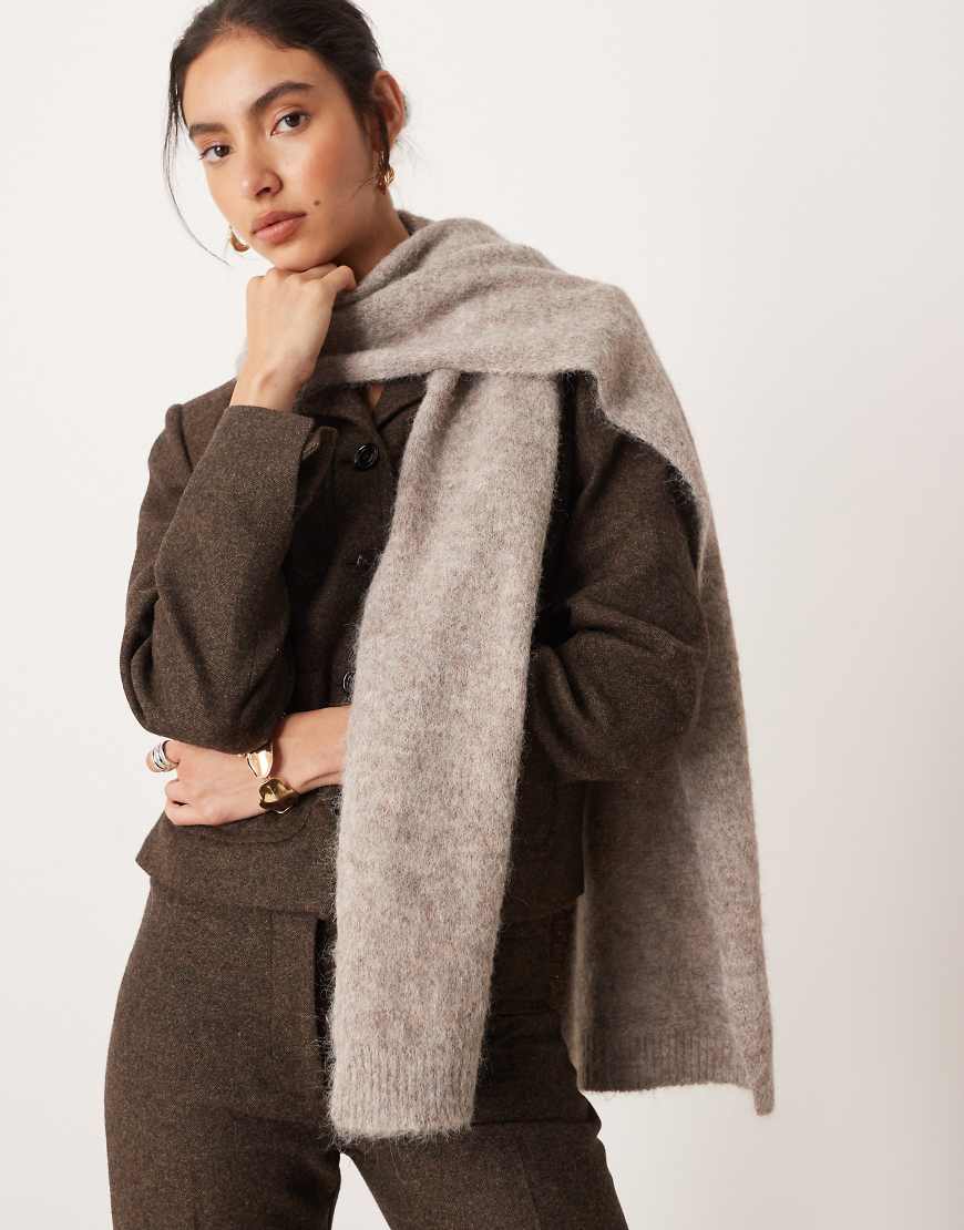 Mango - Schal aus Wollmix in Pilzbraun-Brown von Mango