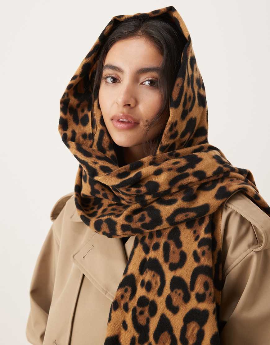 Mango - Schal in Braun mit Leopardenmuster-Brown von Mango