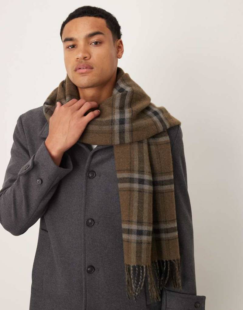 Mango - Schal mit khaki Karomuster-Grün von Mango