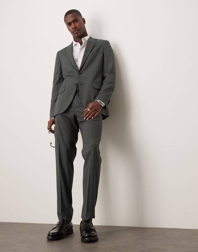 Mango - Schmal geschnittener Anzughose in grau kariert, Kombiteil-Grün von Mango