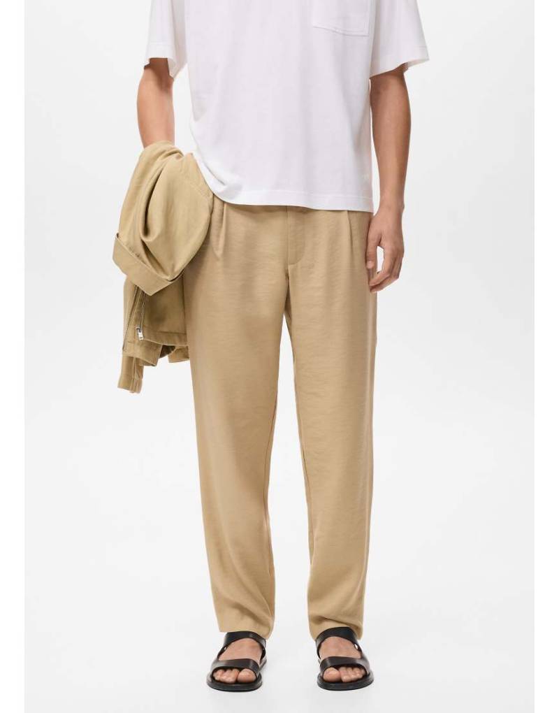 Mango - Schmal zulaufende Hose in Beige mit elastischem Bund-Neutral von Mango