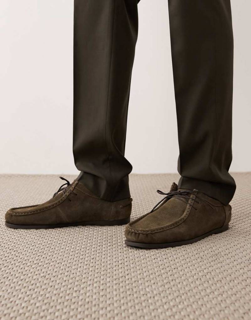 Mango - Schnürschuhe aus Wildleder in Khaki-Grün von Mango