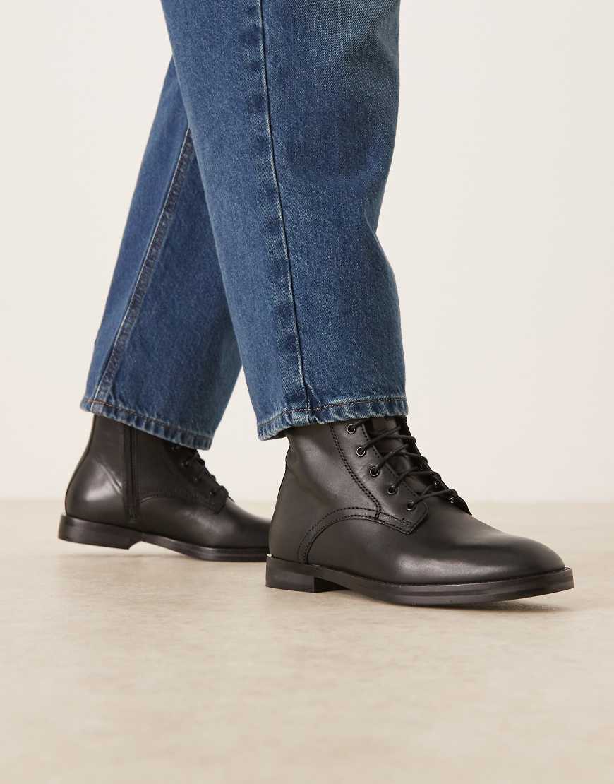 Mango - Schnürstiefel aus Leder in Schwarz von Mango