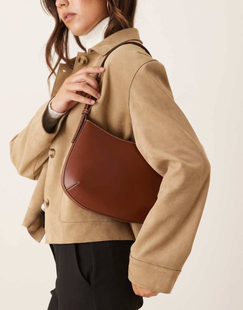 Mango - Schultertasche aus Kunstleder in Braun-Brown von Mango