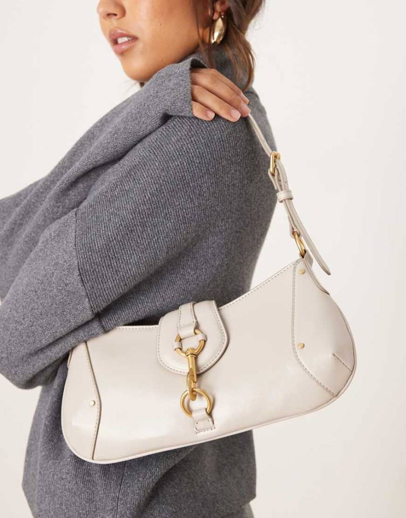 Mango - Schultertasche im Retrolook in Haferbeige mit Verschluss-Detail-Neutral von Mango