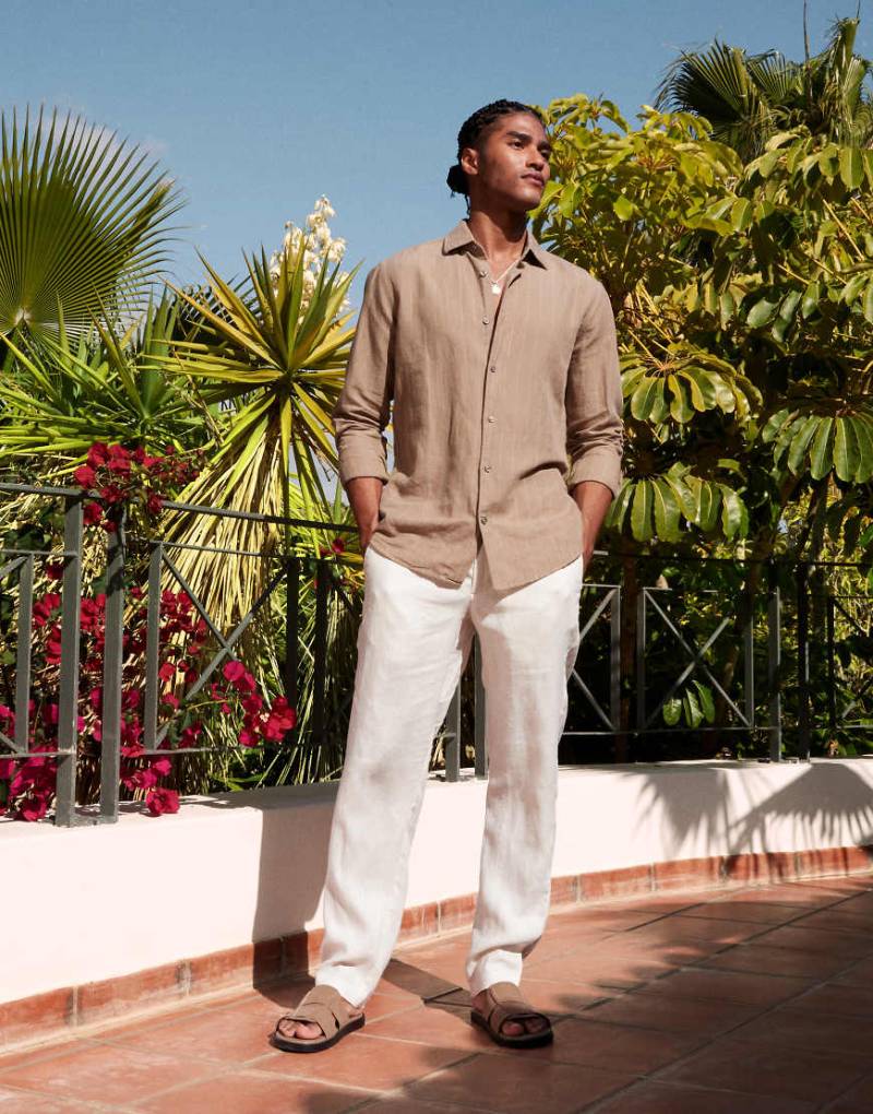 Mango - Sehr schmal geschnittene Hose aus Leinen in Weiß von Mango