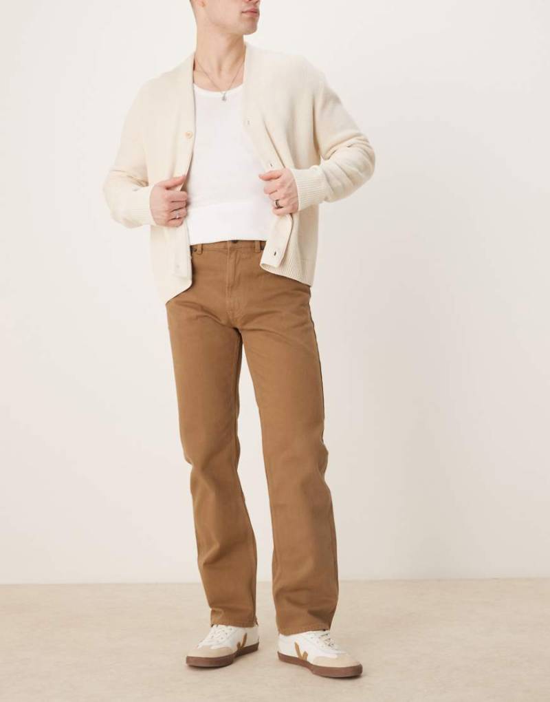 Mango - Shinne - Gerade geschnittene Jeans in Hellbraun mit Vintage-Waschung von Mango