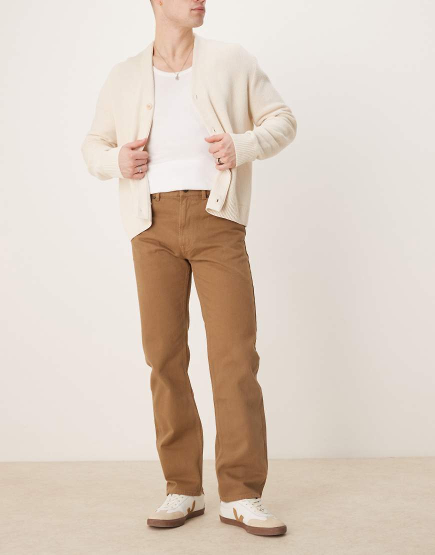 Mango - Shinne - Gerade geschnittene Jeans in Hellbraun mit Vintage-Waschung von Mango